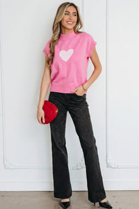 KaleaBoutique Stylish Valentine Heart Graphic Cropped Short Sleeve Sweater - KaleaBoutique.com