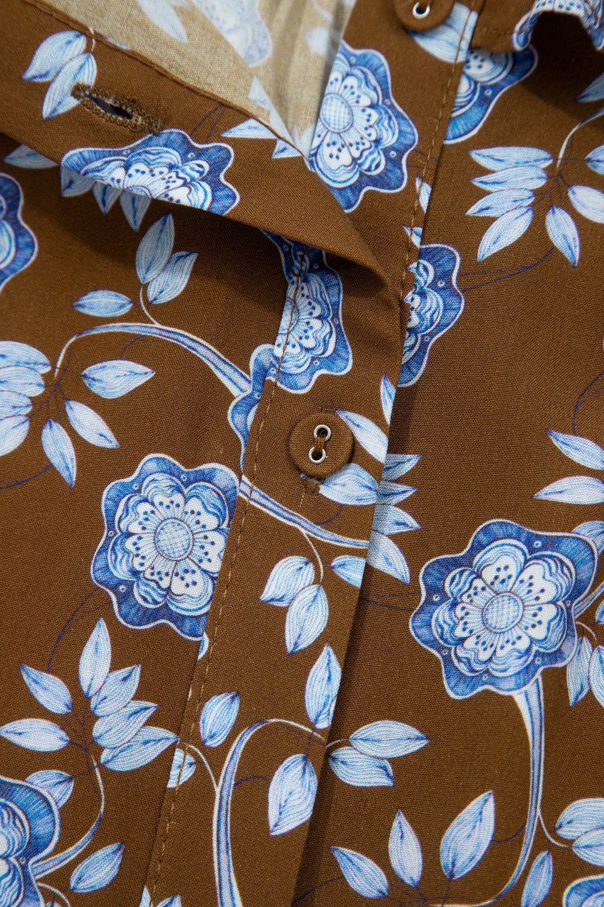 KaleaBoutique Comfortable Floral Print Ruffled Detail Shirt Collar Button Down Long Sleeve Dress - KaleaBoutique.com