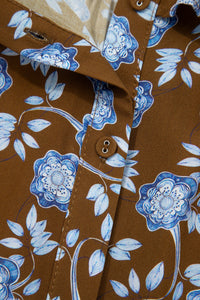 KaleaBoutique Comfortable Floral Print Ruffled Detail Shirt Collar Button Down Long Sleeve Dress - KaleaBoutique.com
