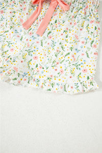 KaleaBoutique Comfortable Floral Print Contrast Pipping Short Pajamas Set - KaleaBoutique.com