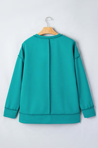 KaleaBoutique Stylish Horizontal Ribbed Exposed Seam Detail Drop Shoulder Baggy Pullover - KaleaBoutique.com