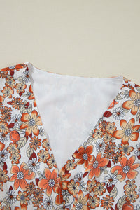 KaleaBoutique Stylish Floral Print Ruffled Tiered Long Sleeve V Neck Midi Dress - KaleaBoutique.com