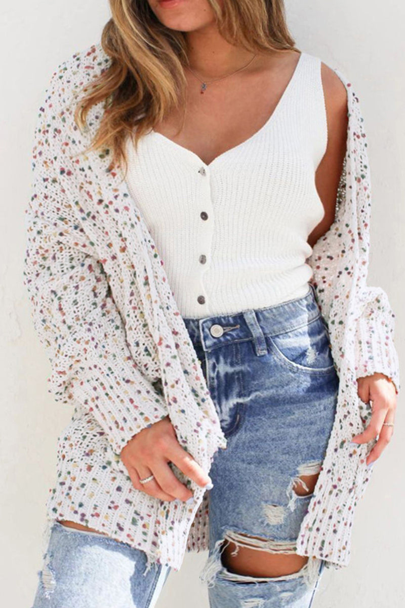 Confetti Rib Knit Long Sleeve Cardigan - KaleaBoutique.com