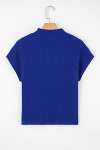 KaleaBoutique Comfortable Patch Pocket Ribbed Knit Short Sleeve Sweater - KaleaBoutique.com