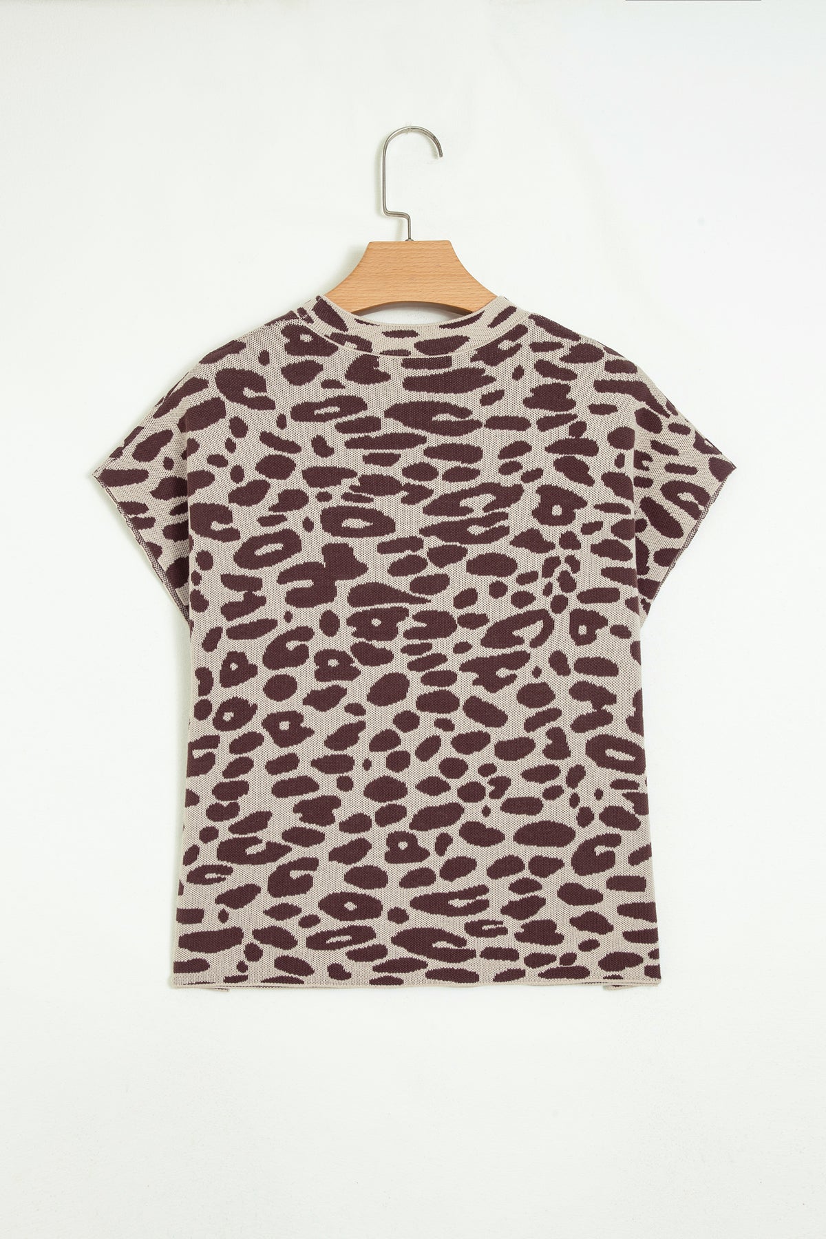 KaleaBoutique Stylish Leopard Print Short Sleeve Knit Loose Pullover Sweater - KaleaBoutique.com