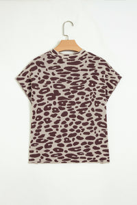 KaleaBoutique Stylish Leopard Print Short Sleeve Knit Loose Pullover Sweater - KaleaBoutique.com