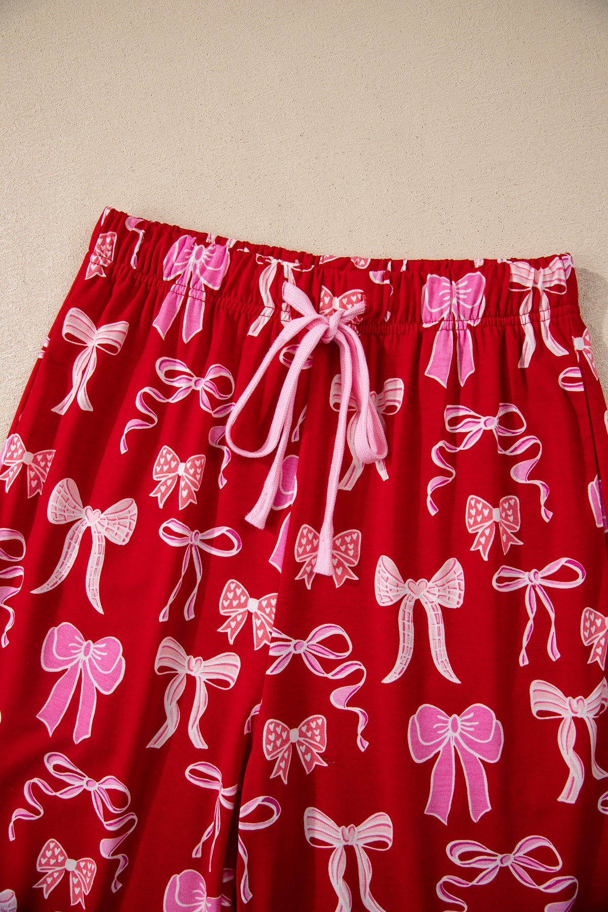 KaleaBoutique Comfortable Sweet Bow Print Shirt Style Top Long 2pcs Pajama Set - KaleaBoutique.com