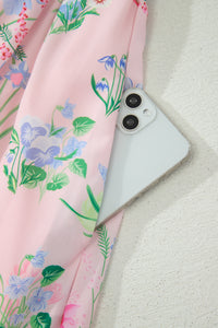 KaleaBoutique Stylish Floral Print Contrast Trim Self-tie Straps High Waist Midi Dress - KaleaBoutique.com