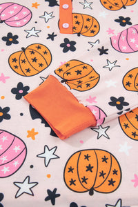 KaleaBoutique Stylish Halloween Pumpkin Print Long Sleeve Home Wear Lounge Set - KaleaBoutique.com