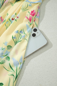 KaleaBoutique Stylish Floral Print Contrast Trim Self-tie Straps High Waist Midi Dress - KaleaBoutique.com