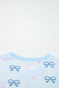 KaleaBoutique Stylish Bow Star Print Tied Detail 2pcs Lounge Set - KaleaBoutique.com