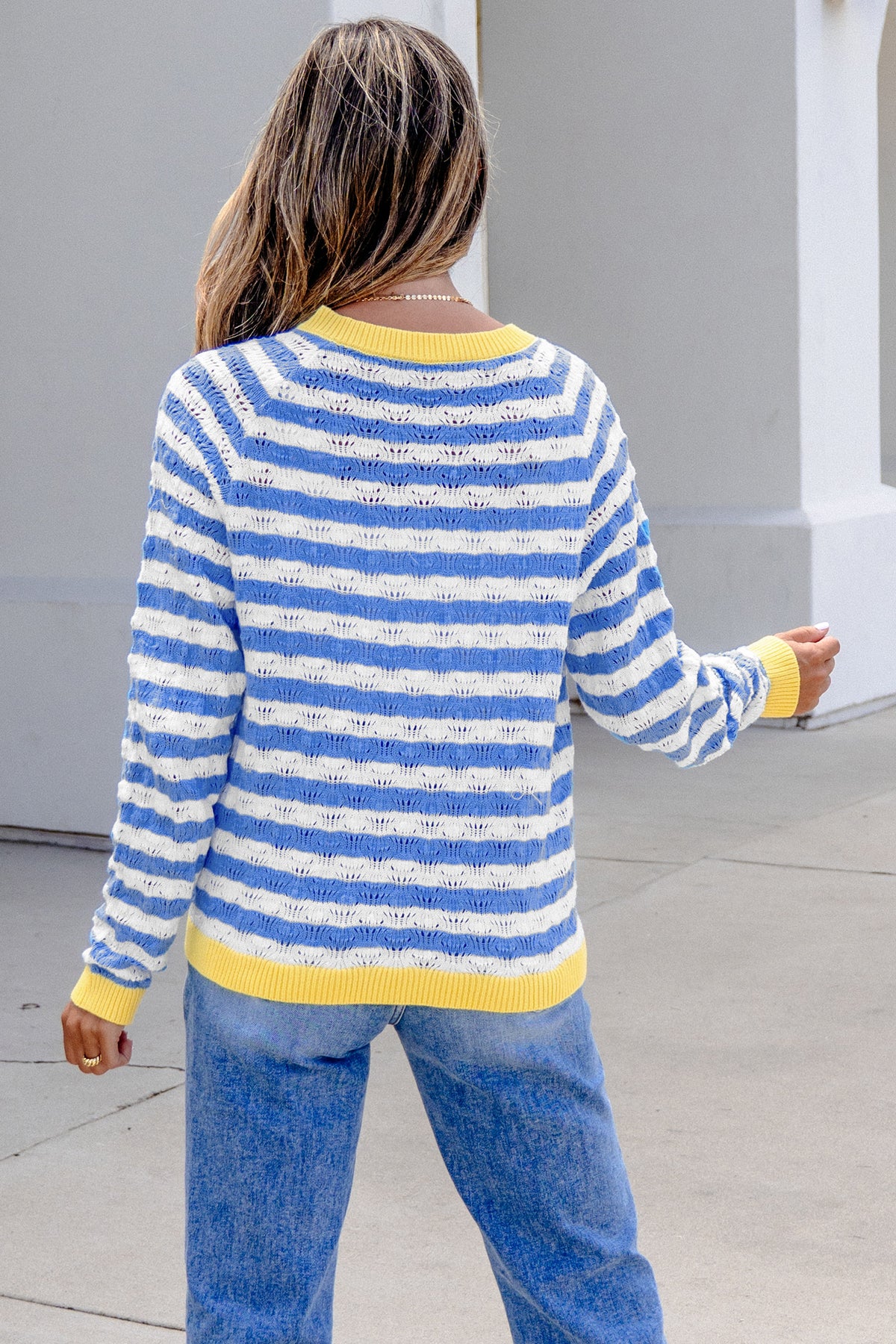 KaleaBoutique Comfortable Striped Colorblock Button Front Long Sleeve Loose Fit Knit Cardigan - KaleaBoutique.com