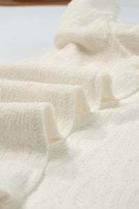 KaleaBoutique Chic Solid Color Textured Notched Neck Puff Sleeve Blouse - KaleaBoutique.com