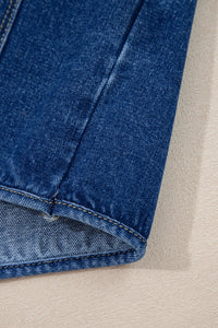 Vintage Fastening Big Patched Pockets Straight Cut Deep Wash Denim Jacket - KaleaBoutique.com