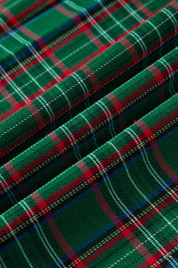 Tartan Plaid Square Neck Puff Sleeve Knot Waist Flared Midi Dress - KaleaBoutique.com