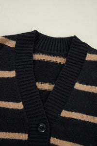 Buttoned V Neck Drop Shoulder Loose Cardigan - KaleaBoutique.com