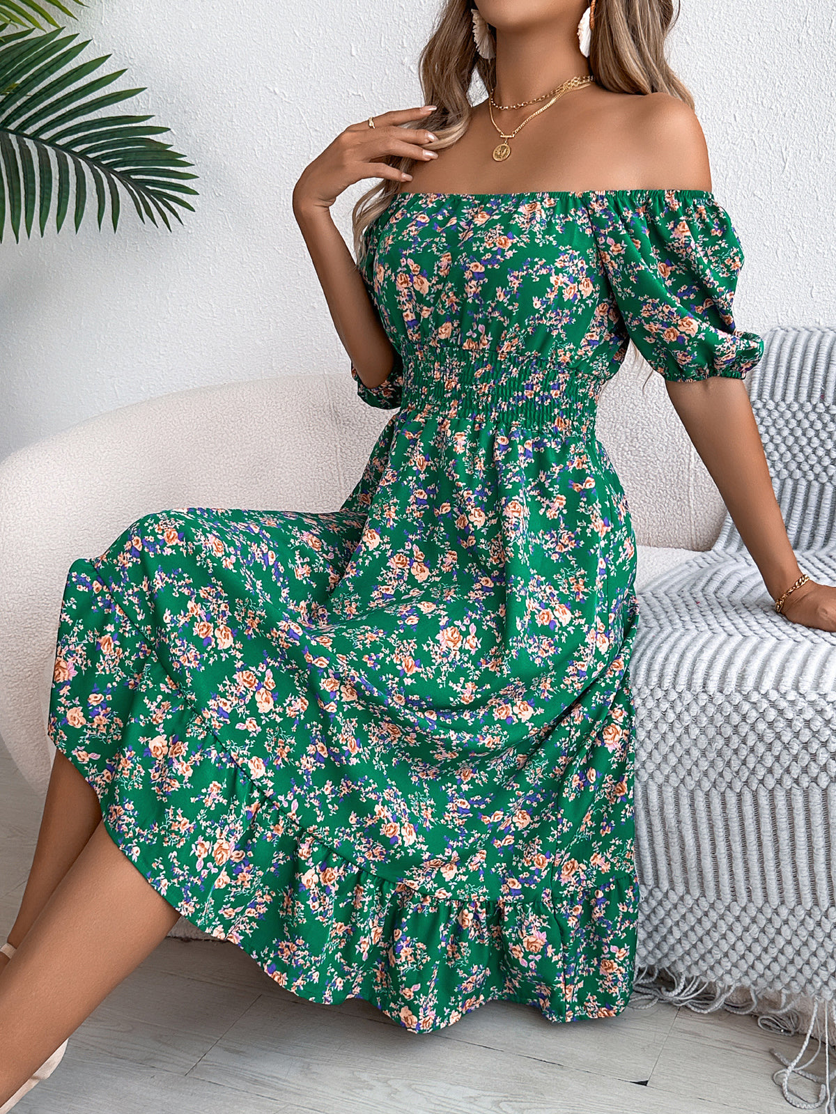 Floral Print Square Collar Dress Summer Fashion Ruffles Dresses Women's Clothing - KaleaBoutique.com