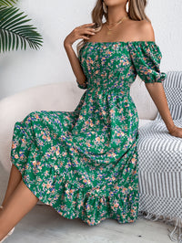 Floral Print Square Collar Dress Summer Fashion Ruffles Dresses Women's Clothing - KaleaBoutique.com