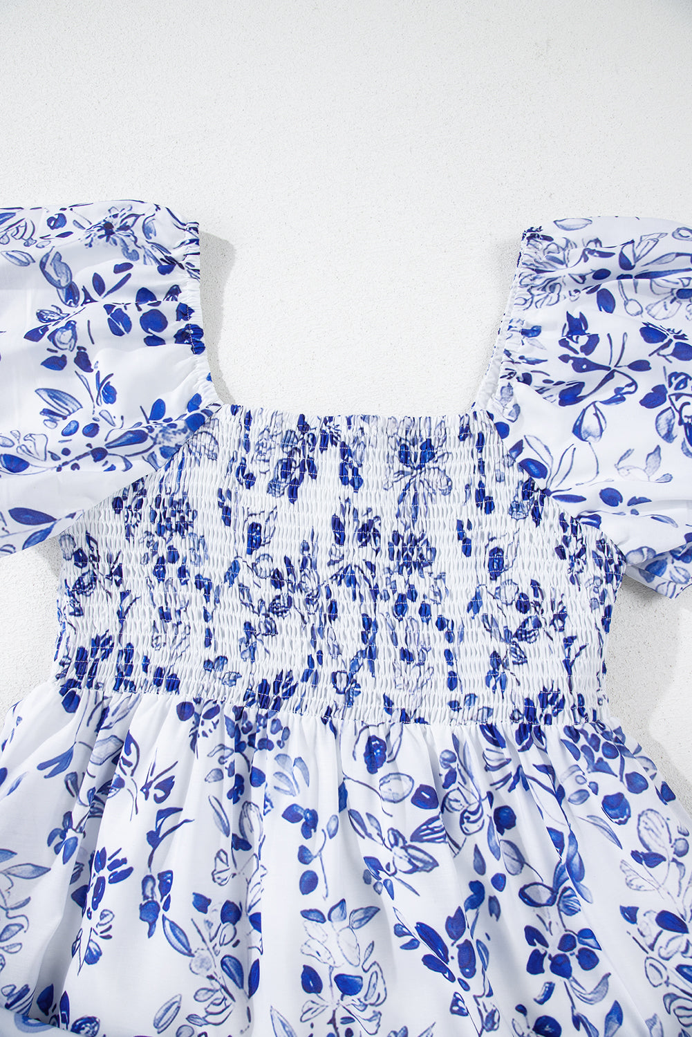 KaleaBoutique Stylish Floral Print Square Neck Bubble Sleeve High Waist Maxi Dress - KaleaBoutique.com