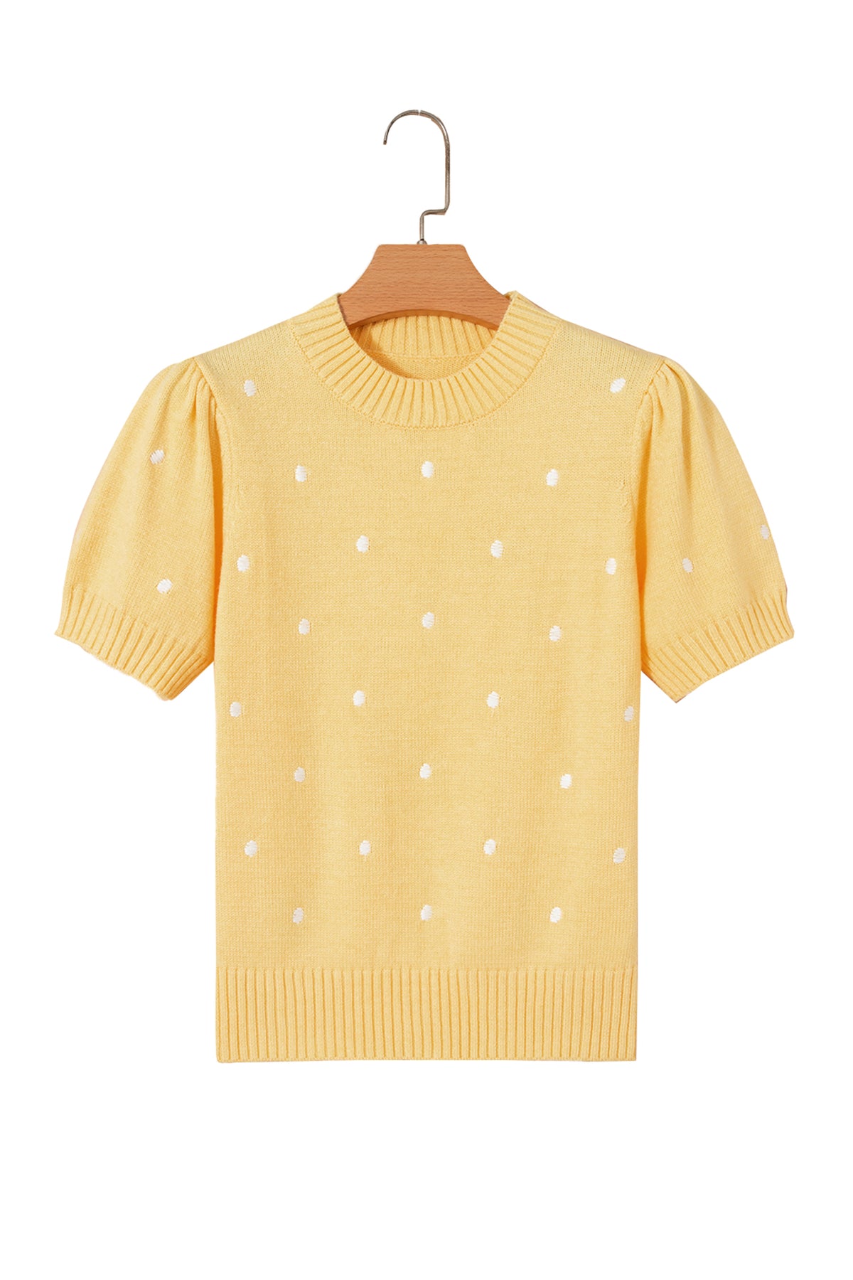 KaleaBoutique Comfortable Elegant Polka Dot Bubble Short Sleeve Sweater - KaleaBoutique.com