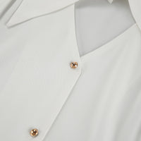 Women's Button-Front Blouse with Pleated Flared Cuffs