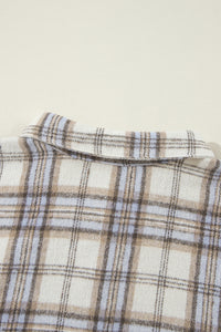 KaleaBoutique White Plaid Print Tunic Plus Size Shacket with Slits - KaleaBoutique.com