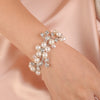 Bridal Pearl Flower Wire Bracelet, Rhinestone Floral Bracelet for Wedding or Prom, Bride or Bridesmaid Jewelry - KaleaBoutique.com