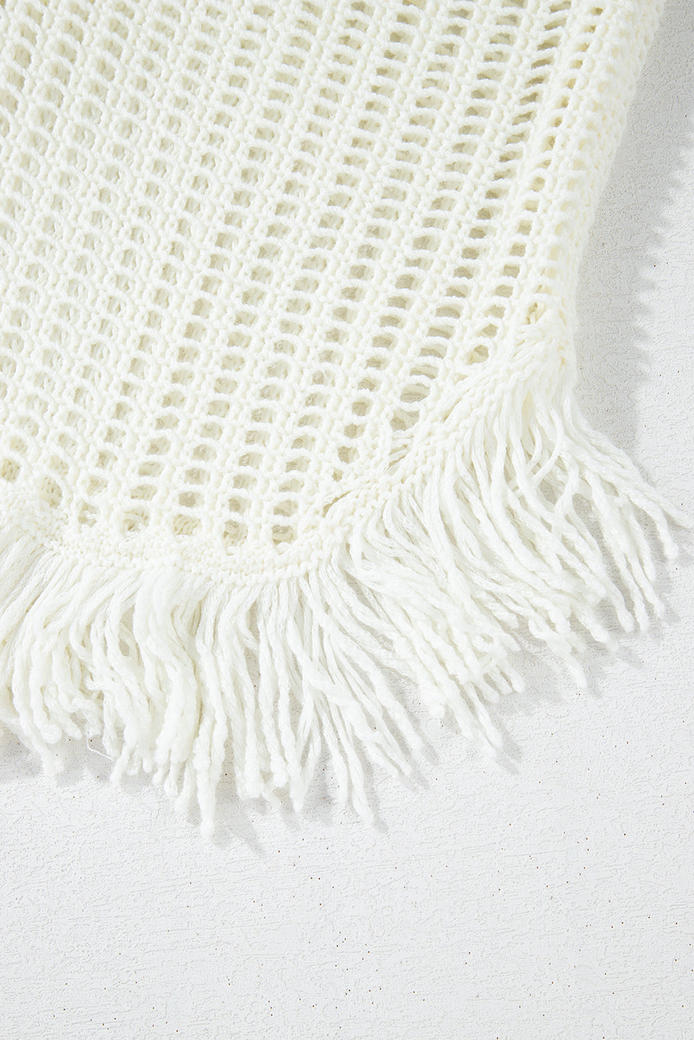 Crochet Fishnet Fringed Edge V Neck Beach Cover Up - KaleaBoutique.com