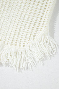Crochet Fishnet Fringed Edge V Neck Beach Cover Up - KaleaBoutique.com
