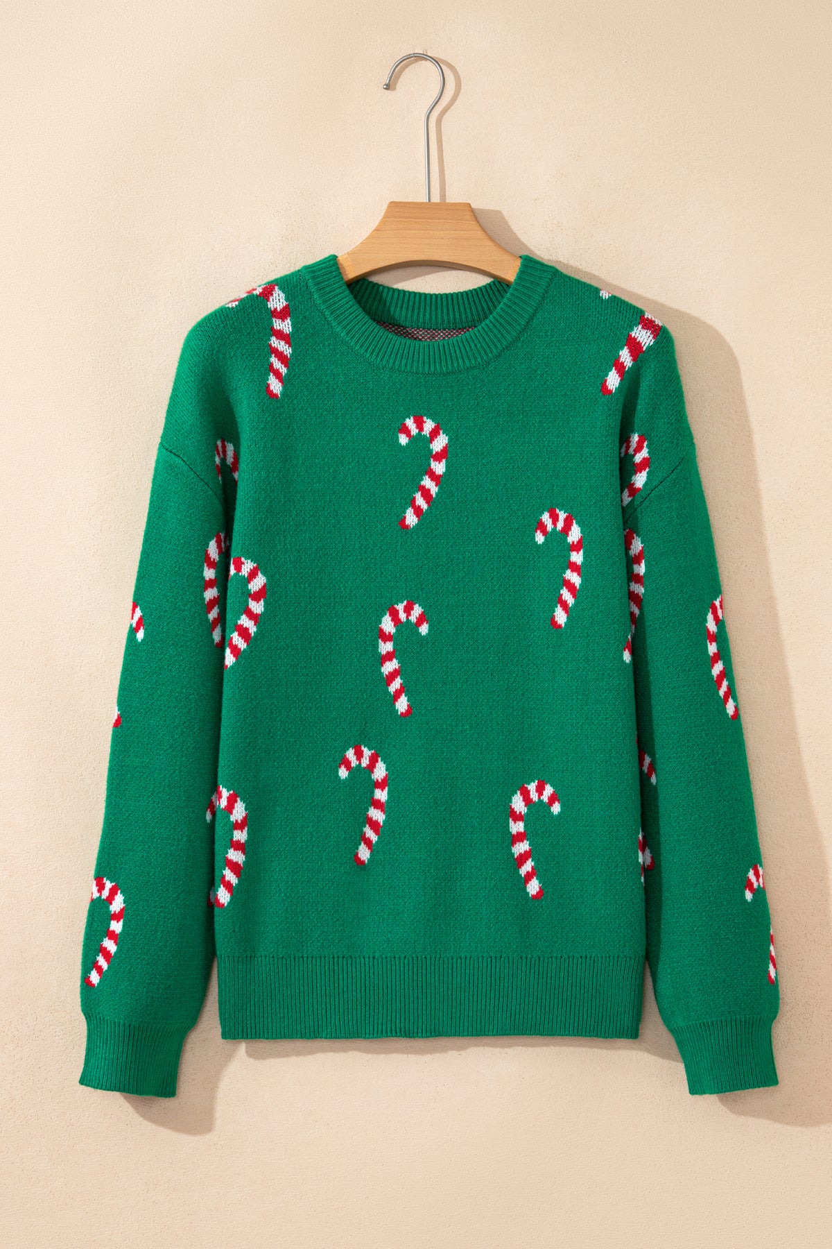Christmas Candy Cane Holiday Drop Shoulder Sweater - KaleaBoutique.com