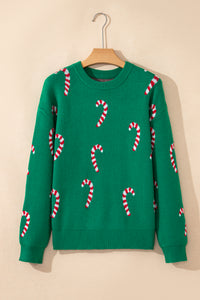 Christmas Candy Cane Holiday Drop Shoulder Sweater - KaleaBoutique.com