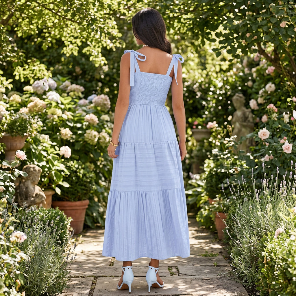Women's Pleated A-Line Cami Maxi Dress with Pockets