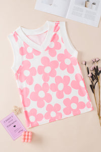 Cute Flower Knitted V Neck Tank Top - KaleaBoutique.com