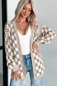 KaleaBoutique Stylish Checkered Open Front Drop Shoulder Cardigan - KaleaBoutique.com