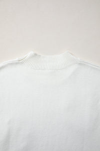 KaleaBoutique Stylish Corded Horseshoes Ribbed Trim Mock Neck Short Sleeve Sweater - KaleaBoutique.com