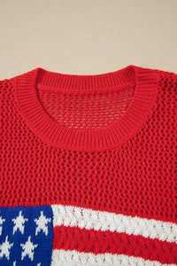 KaleaBoutique Stylish Flag Graphic Short Sleeve Sweater Top - KaleaBoutique.com