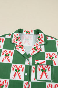 KaleaBoutique Stylish Holly Jolly Checkered Pattern 2pcs Long Pajama Set - KaleaBoutique.com