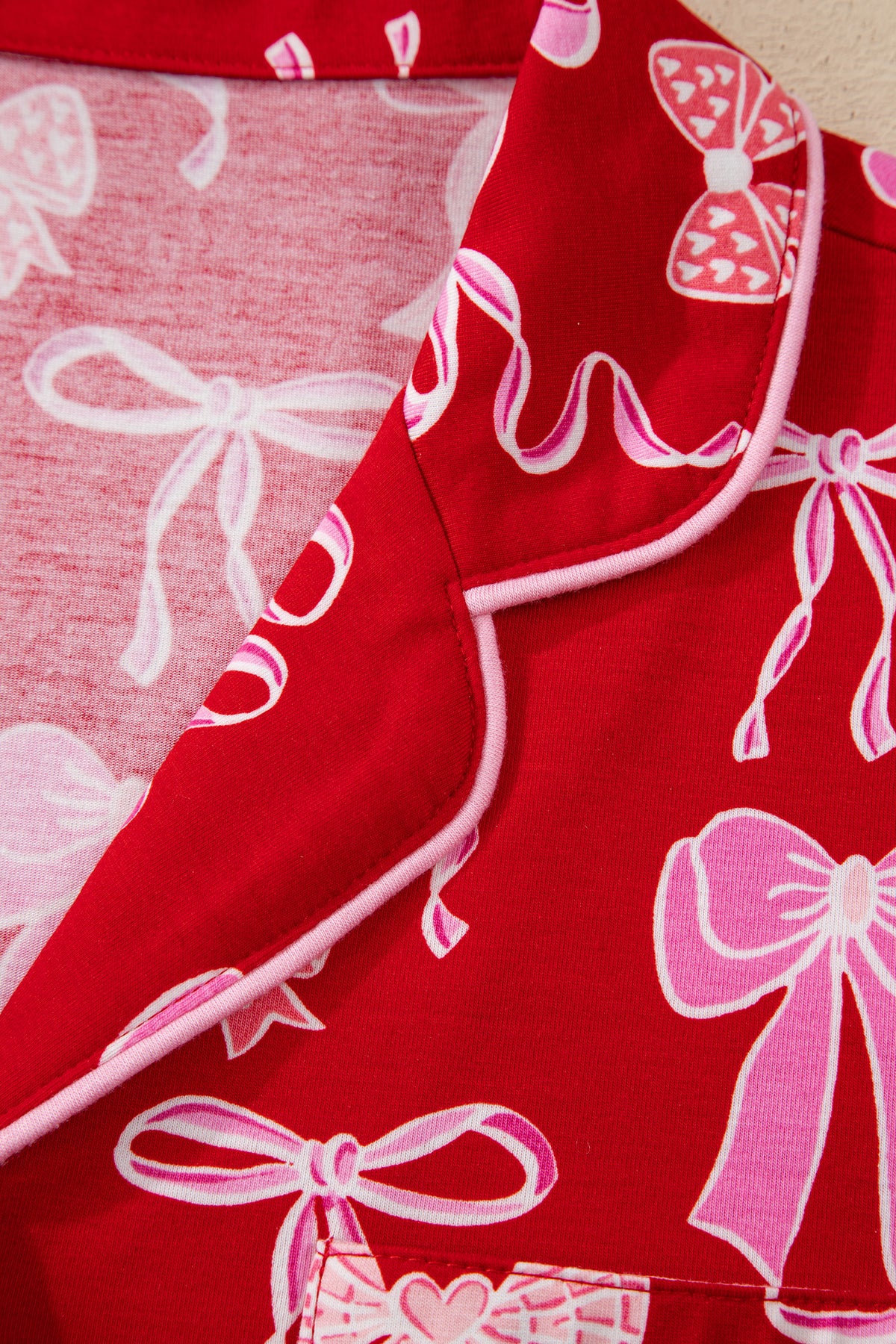 KaleaBoutique Comfortable Sweet Bow Print Shirt Style Top Long 2pcs Pajama Set - KaleaBoutique.com