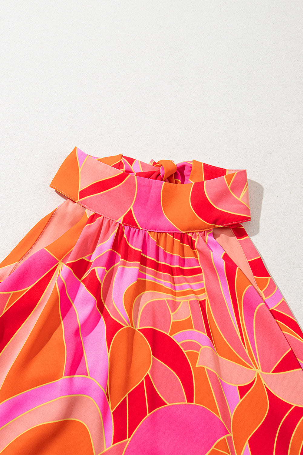 KaleaBoutique Stylish Abstract Printed High Neck Knotted Nape Sleeveless Maxi Dress - KaleaBoutique.com