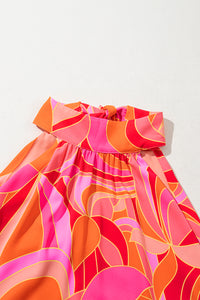 KaleaBoutique Stylish Abstract Printed High Neck Knotted Nape Sleeveless Maxi Dress - KaleaBoutique.com