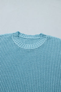 KaleaBoutique Comfortable Exposed Seam Detail Half Sleeve Loose Sweater - KaleaBoutique.com