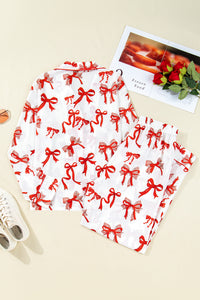 KaleaBoutique Stylish Christmas Bow Print Long 2pcs Pajama Set - KaleaBoutique.com
