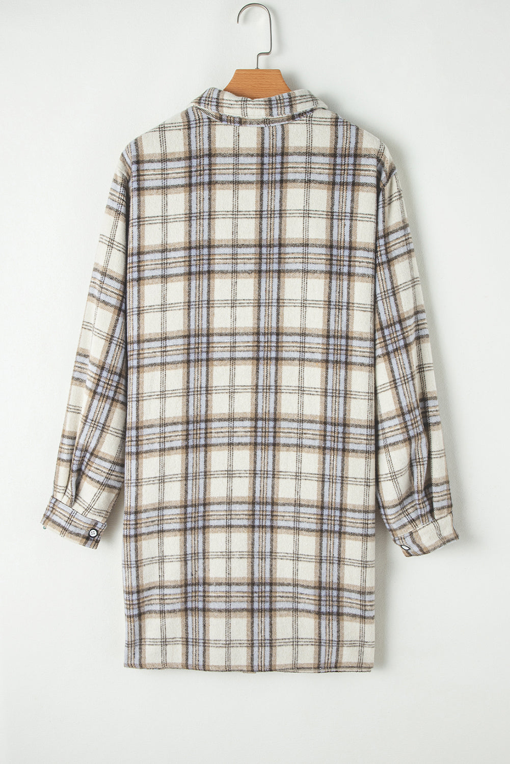 KaleaBoutique White Plaid Print Tunic Plus Size Shacket with Slits - KaleaBoutique.com