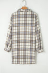 KaleaBoutique White Plaid Print Tunic Plus Size Shacket with Slits - KaleaBoutique.com