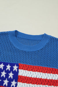 KaleaBoutique Comfortable Flag Graphic Short Sleeve Sweater Top - KaleaBoutique.com
