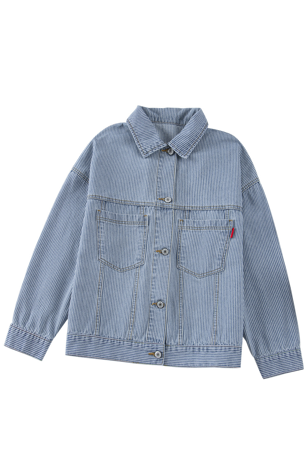 Washed Oversize Pocketed Denim Jacket - KaleaBoutique.com