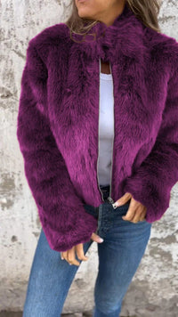 KaleaBoutique Women's Faux-Fur Stand-Collar Zip Jacket - KaleaBoutique.com