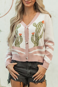 KaleaBoutique Stylish Desert Cactus Buttoned Front Sweater Cardigan - KaleaBoutique.com