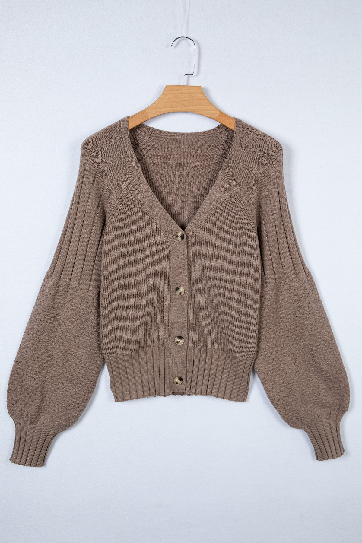 KaleaBoutique Comfortable Mixed Texture Knit Button V Neck Sweater Cardigan - KaleaBoutique.com