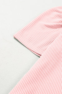 Corded Knit Crew Neck Puff Sleeve Shift Mini Dress - KaleaBoutique.com